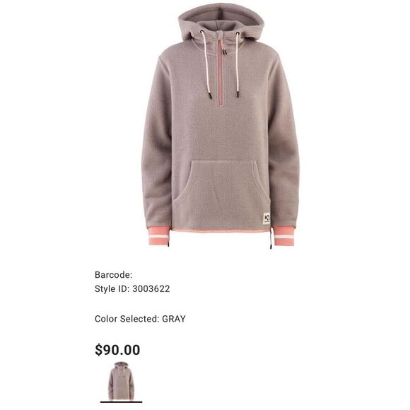 Kari Traa Women’s Fleece Hooded Top Size Large Gray 1/4 Zip Pullover - Picture 1 of 9
